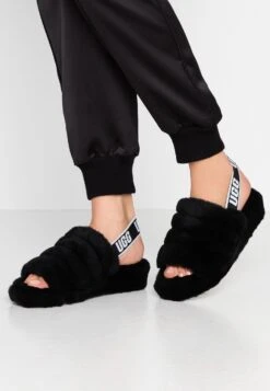 Ugg Fluff Yeah Slide - Sandalias Con Plataforma - Black