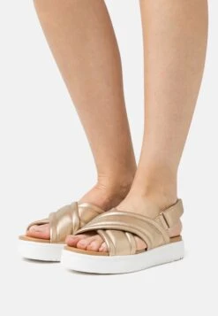 Ugg Zayne Slingback - Sandalias Con Plataforma - Gold Metallic